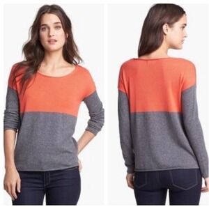 Splendid Colorblock Long Sleeve Sweater Orange‎ Gray Women's Medium
